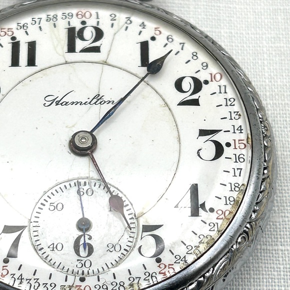 Antique Hamilton Pocket Watch 21 Jewels 992  ~Double Roller~ 1010630 AS IS - Picture 4 of 16